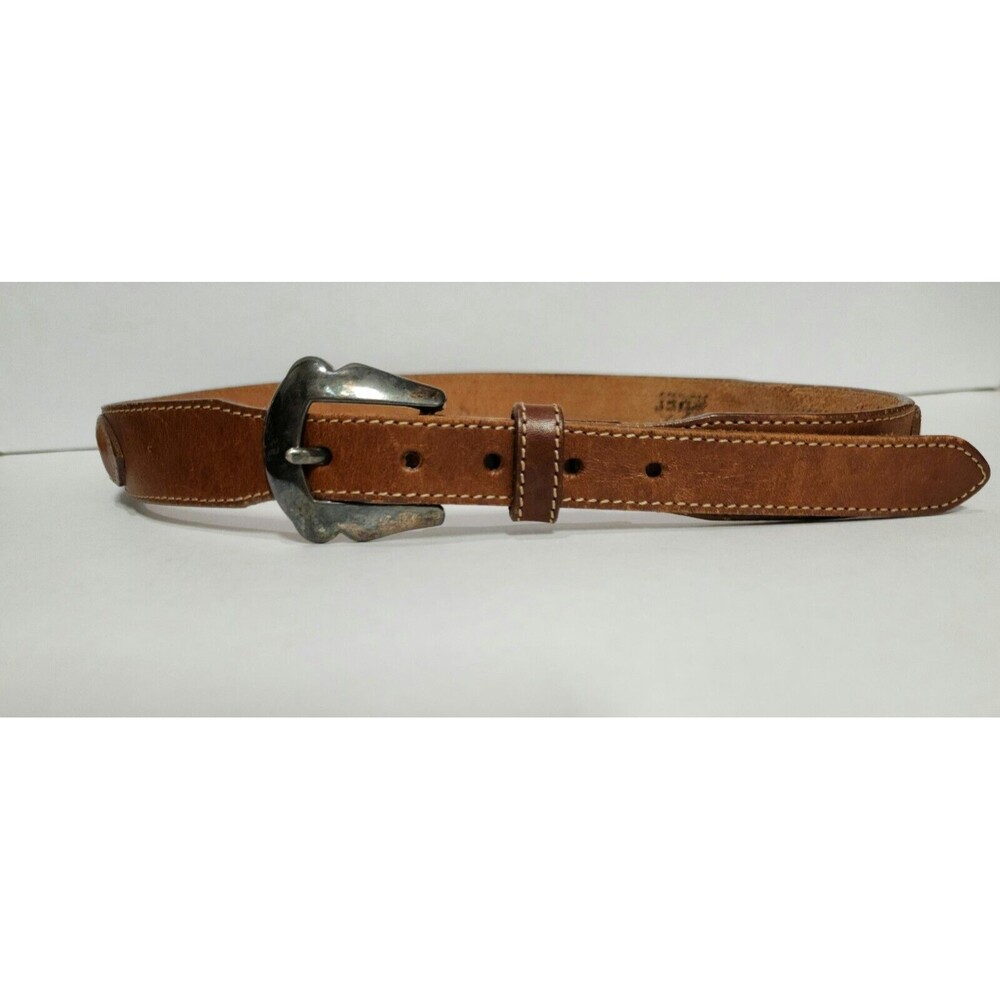 REI Womens Beaded Leather Waist Belt Brown Multicolor Colorful #309025 Size M - Picture 4 of 12